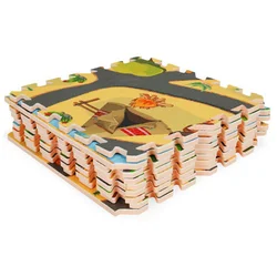 ECO TOYS Podloga za igru, Safari puzzle, 9 elemenata, Šarena