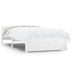 Vidaxl Posteljni okvir bel iz trdnega lesa 100x200 cm
