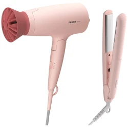 Philips fen za kosu + pegla za kosu, set, lako stilizovanje - BHP398/00, roze