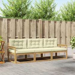 Set vanjskih sofa s jastukom 3 pcs Bijela i krem Poliester