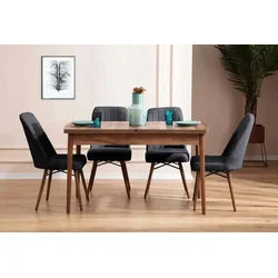 HANAH HOME Set Trpezarijski sto i 4 stolice Lidyana Anthracite