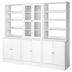 HAVSTA Komb.odlaganje,staklena vrata, bela, 243x47x212 cm