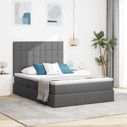 vidaXL Postelja s shranjevanjem Temno siva 140 x 200 cm Umjetno usnje