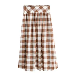 Next Krilo Gingham kremna/rjava/umbra