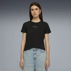 PUMA Essentials Script Tee Women, Clothing, Black, L