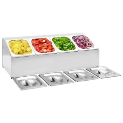 vidaXL Gastronomsko držalo s 4 GN 1/6 posodami nerjaveče jeklo