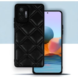 Infostyle Silikonski ovitek Checkered Leather 3D za Xiaomi Redmi Note 10 Pro - črna