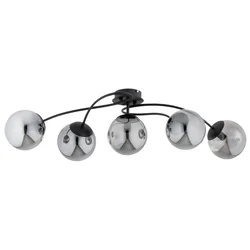 Mitea M11101-5 plafonski luster sa 5 dimljenih kugli, crni, 5xE27