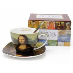 Porcelanasta skodelica in krožniki Mona Lisa - darilni set