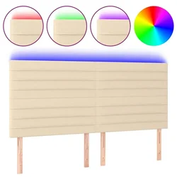 Vidaxl LED posteljno vzglavje krem 180x5x118/128 cm blago