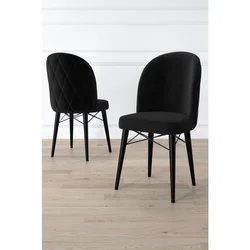 Hanah Home set trpezarijskih stolica Bika 8 kom, crna tkanina Babyface, crne drvene noge