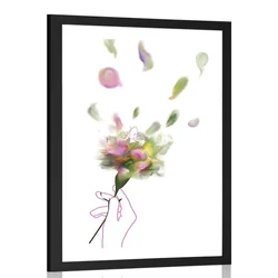 Plakat s paspartujem cvetlična vila - 40x60 white