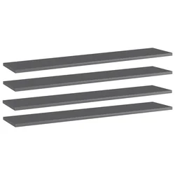 Police za knjige 4 kom visoki sjaj sive 100x20x1,5 cm iverica