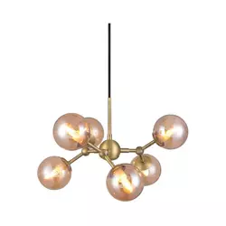 Halo Design 736560 - Luster na sajli ATOM 6xG9/28W/230V prečnik 45 cm mesing/k. bež