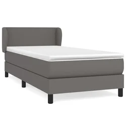 Vidaxl Box spring postelja z vzmetnico siva 80x200 cm umetno usnje