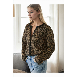 61353 Dewberry Leopard Patterned Cardigan-COFFEE