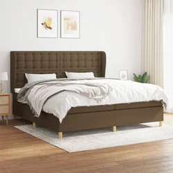 Greatstore Box spring postelja z vzmetnico temno rjav 200x200 cm blago