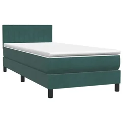 Vidaxl Box spring postelja z vzmetnico temno zelena 80x220 cm žamet