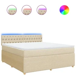 Vidaxl Box spring postelja z vzmetnico krem 180x200 cm blago