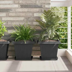 Saksije za biljke 6 pcs Crna 33 x 33 x 26 cm Plastika