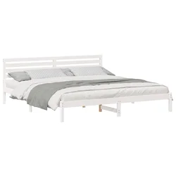 Vidaxl Konstrukcija postelje Bela 180 x 210 cm Masivno borovo les