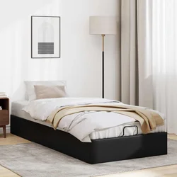 Vidaxl Otomanski posteljni okvir brez vzmetnice črn 90x200 cm