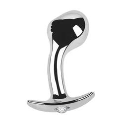 SuperLove Metal Prostate Plug Silver-Clear Gem Small
