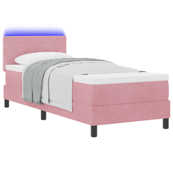 LED Box Spring Krevet s madracem Ružičasta 80 x 200 cm Baršun