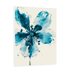 Canvas Slika na platnu Plavi akvarelni cvet 30x40cm, Sa ramom, Beli