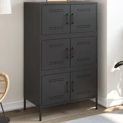 Visoka komoda crna 68 x 39 x 113 cm čelična