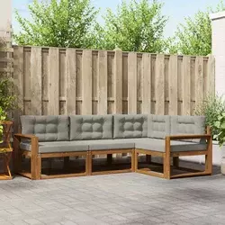 Set vanjskih sofa s jastukom 4 pcs Prirodna i svijetlo siva