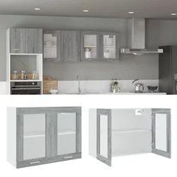 Viseći stakleni ormarić Lyon sivi sonoma 80x31x60 cm inženjerski drvo
