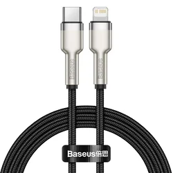 BASEUS Kabel za iPhone USB-C – Lightning Cafule Metal Data Power Delivery 20 W, 1 m – črn