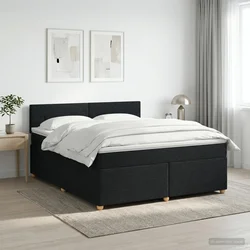 vidaXL Postelja boxspring z vzmetnico Črna 160 x 200 cm Blago