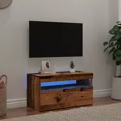 TV ormarić s LED svjetlima staro drvo 75x35x40 cm