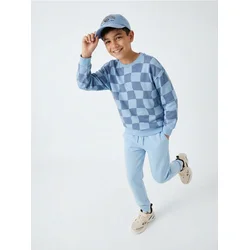 Sinsay - Karirana crewneck dukserica - svetlo plava