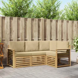 Setovi sofa 4 pcs Bijela i bež 187,5 x 128,5 x 73 cm Poliester