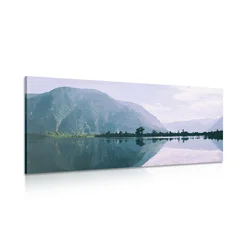 Slika naslikane gore ob jezeru - 120x60