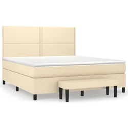 vidaXL vidaXL Box spring postelja z vzmetnico krem 180x200 cm blago, (20893370)