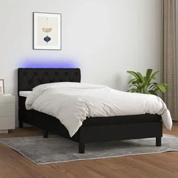 Vidaxl Box spring postelja z vzmetnico LED črna 80x200 cm blago