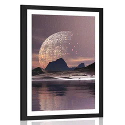 Plakat s paspartujem futuristična dežela - 40x60 silver