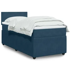 Box spring postelja z vzmetnico modra 100x200 cm žamet