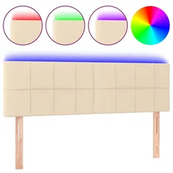 Vidaxl LED posteljno vzglavje krem 144x5x78/88 cm blago