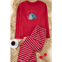 Trendyol Claret Red New Years Jersey Knitted Pajamas Set