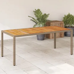 Vidaxl Vrtna miza bež 190x90x75 cm poli ratan akacijev les