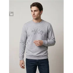 Sinsay - Crewneck duks sa natpisom - svetlo siva