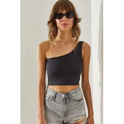 Bianco Lucci Womens One Shoulder Strap Crop Athlete