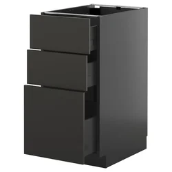 METOD / KNIVSHULT Podni element s 3 fioke, Crnosiva/Nickebo boja antracita, mat, 40x60 cm
