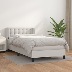 vidaXL Box spring postelja z vzmetnico bel 100x200 cm umetno usnje