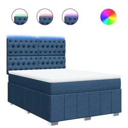 Vidaxl Box spring postelja z vzmetnico modra 160x200 cm blago